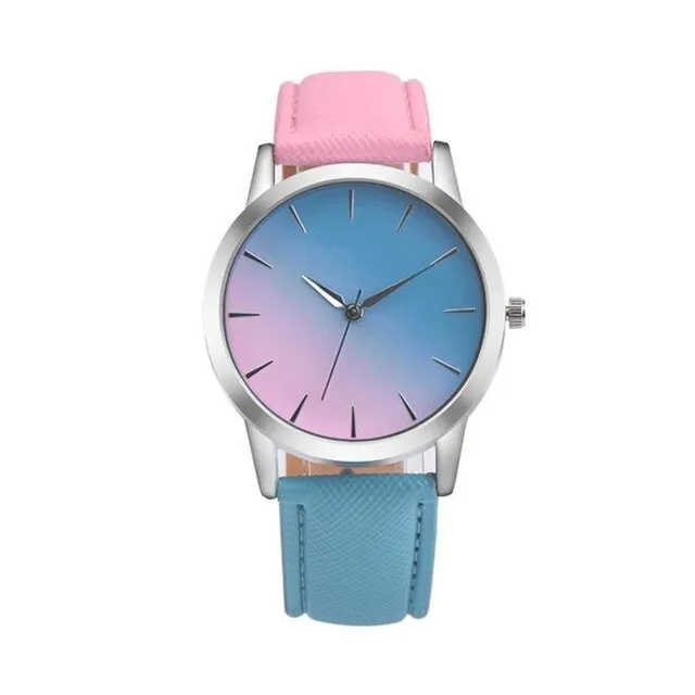 Rainbow Design Leather  Quartz Wrist Watch