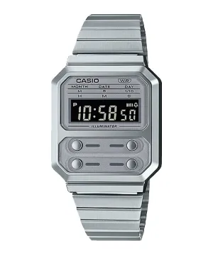 Reloj Vintage casual correa de Acero inoxidable A-100WE-7B