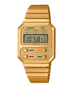 Reloj Vintage casual correa de Acero inoxidable A-100WEG-9A