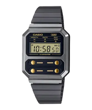 Reloj Vintage casual correa de Acero inoxidable A-100WEGG-1A2