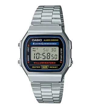 Reloj Vintage casual correa de Acero inoxidable A-168WA-1