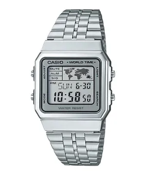 Reloj Vintage casual correa de Acero inoxidable A-500WA-7