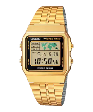 Reloj Vintage casual correa de Acero inoxidable A-500WGA-1