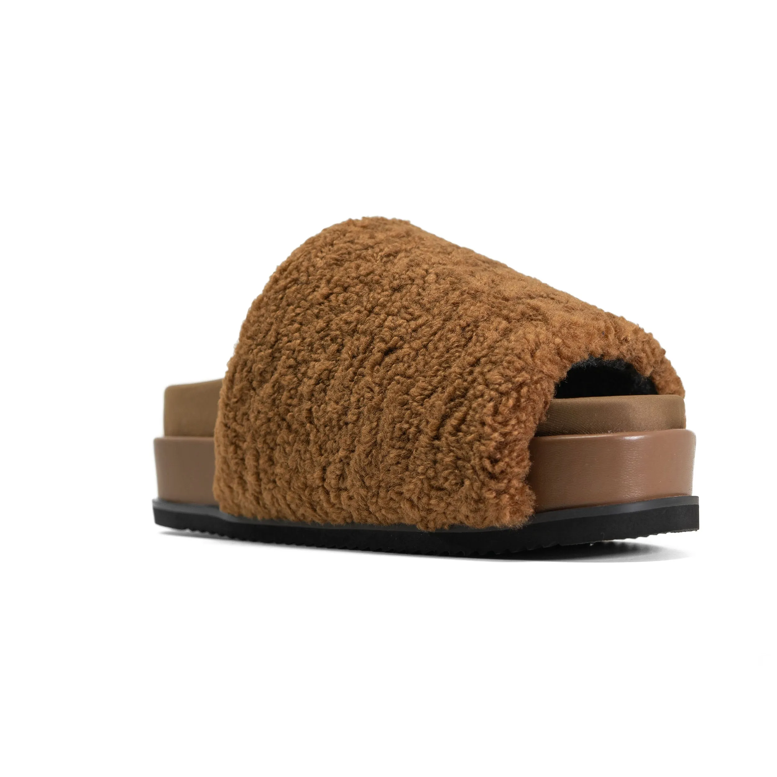 ROAM FUZZY STACK PLATFORM COGNAC FAUX SHEARLING