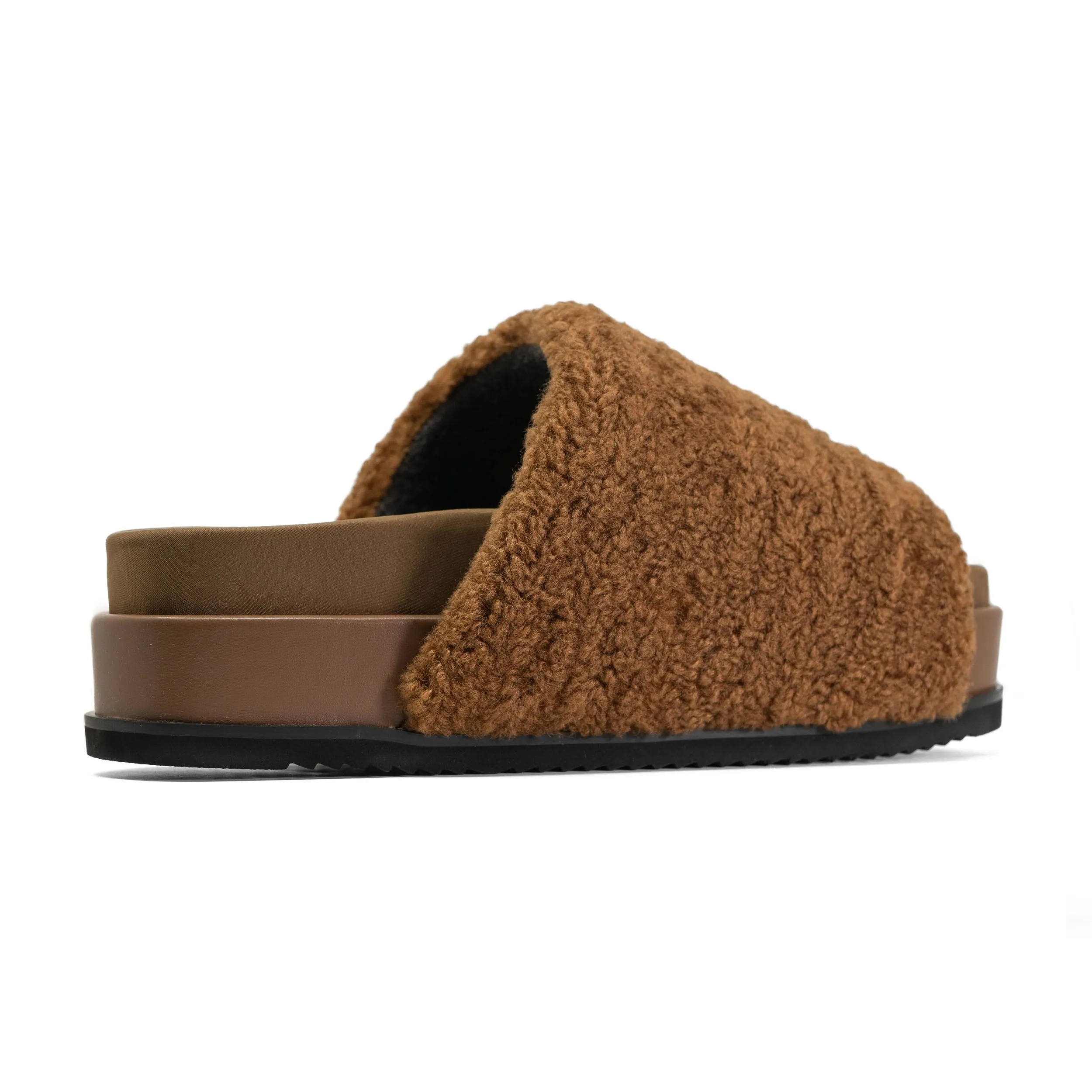 ROAM FUZZY STACK PLATFORM COGNAC FAUX SHEARLING