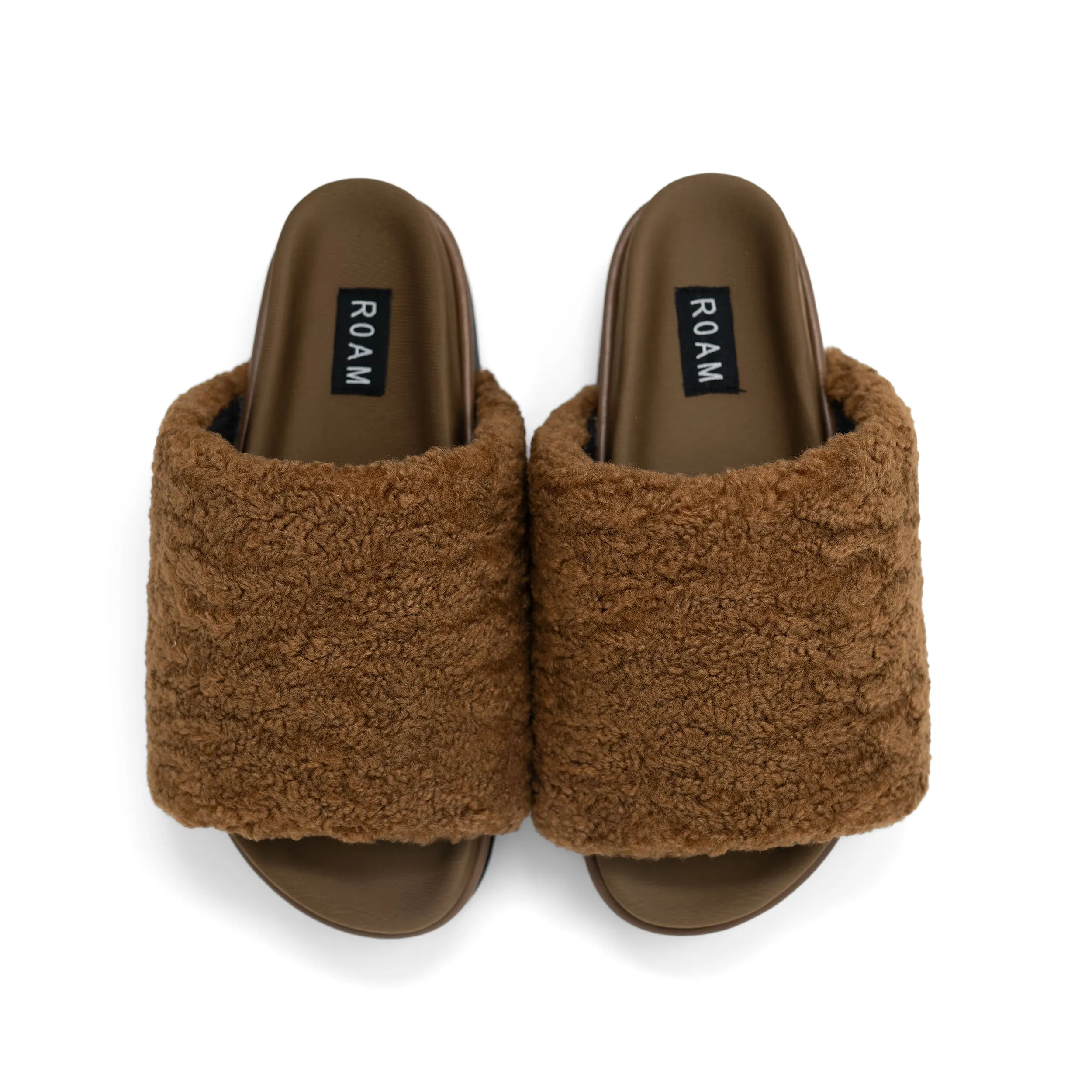 ROAM FUZZY STACK PLATFORM COGNAC FAUX SHEARLING