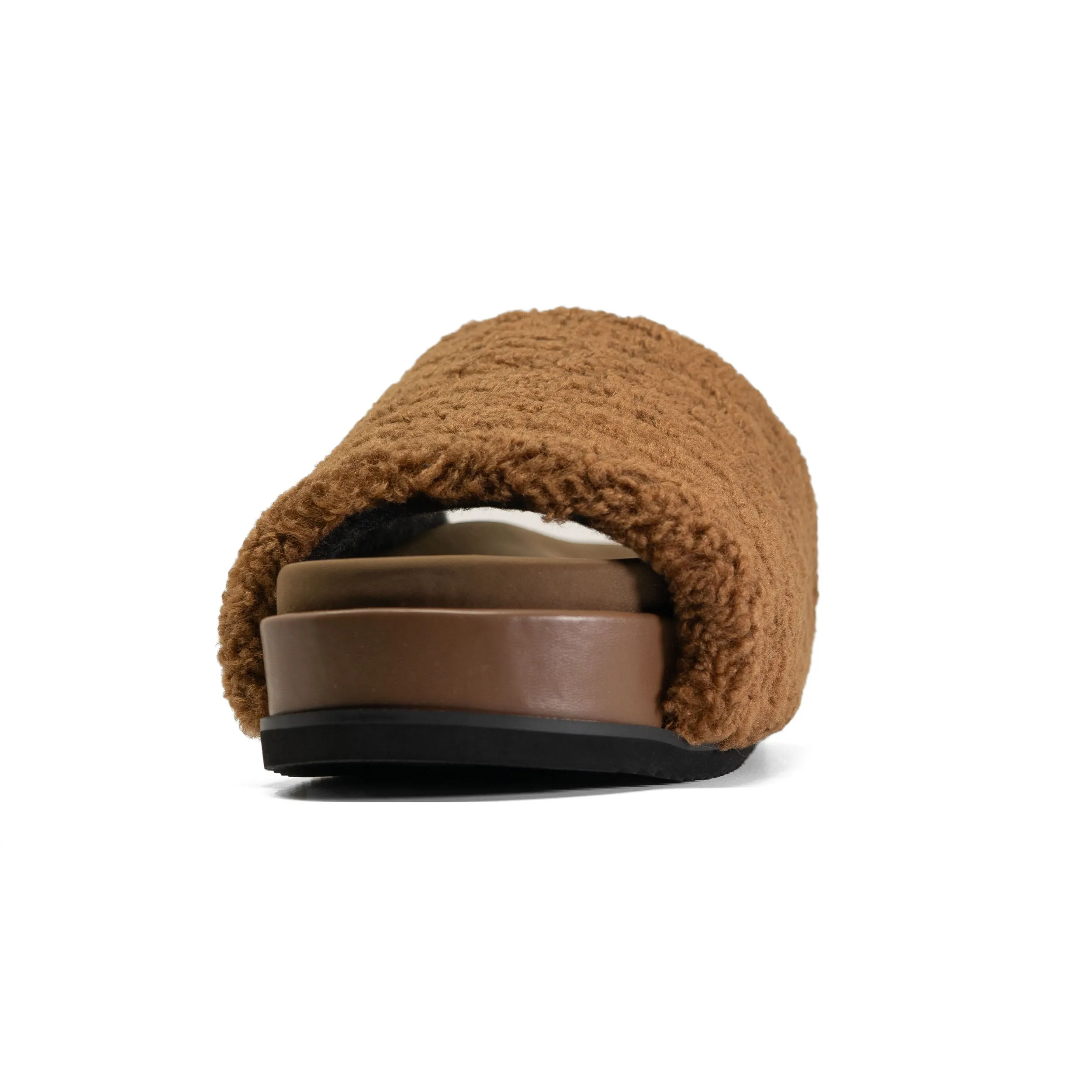 ROAM FUZZY STACK PLATFORM COGNAC FAUX SHEARLING