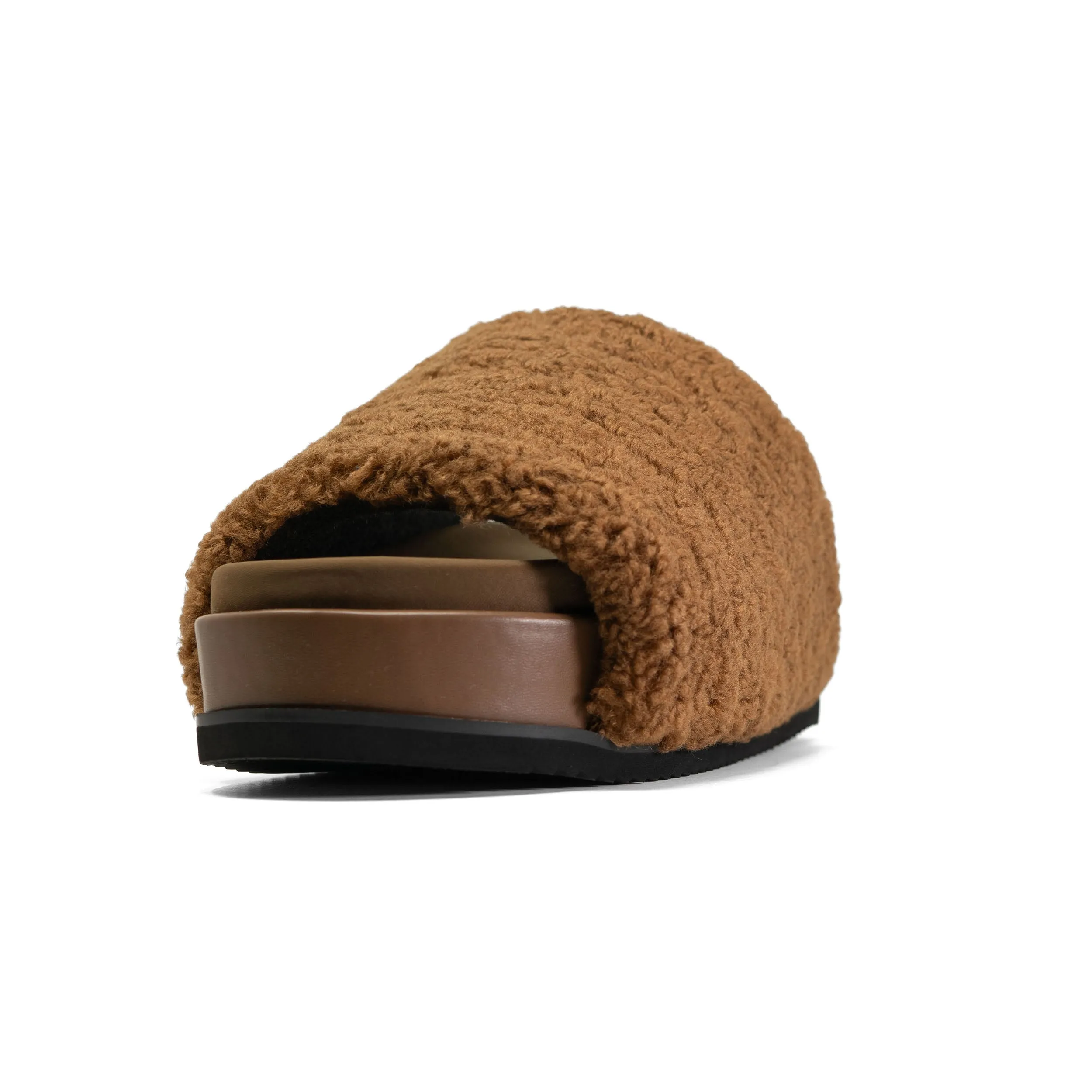 ROAM FUZZY STACK PLATFORM COGNAC FAUX SHEARLING