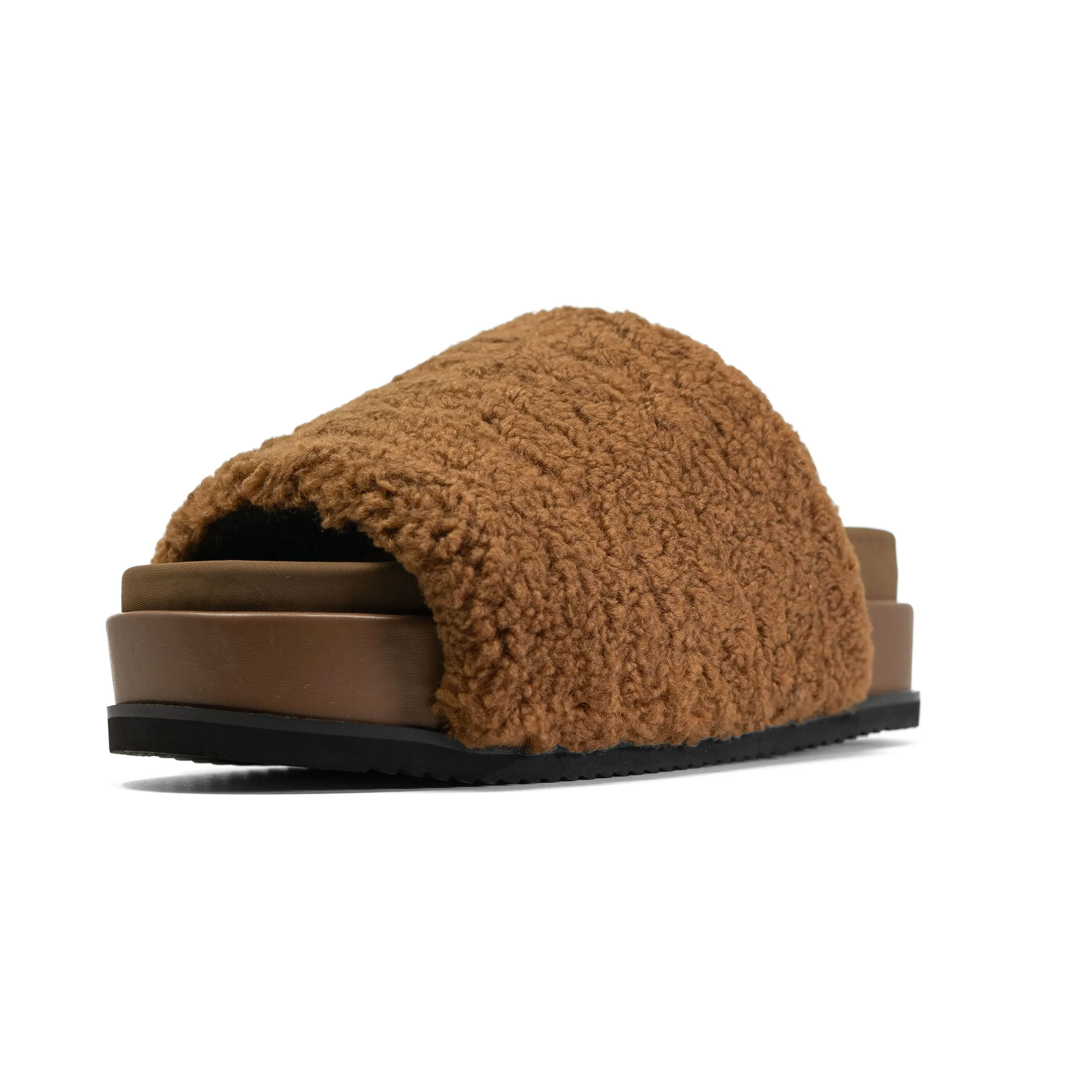 ROAM FUZZY STACK PLATFORM COGNAC FAUX SHEARLING