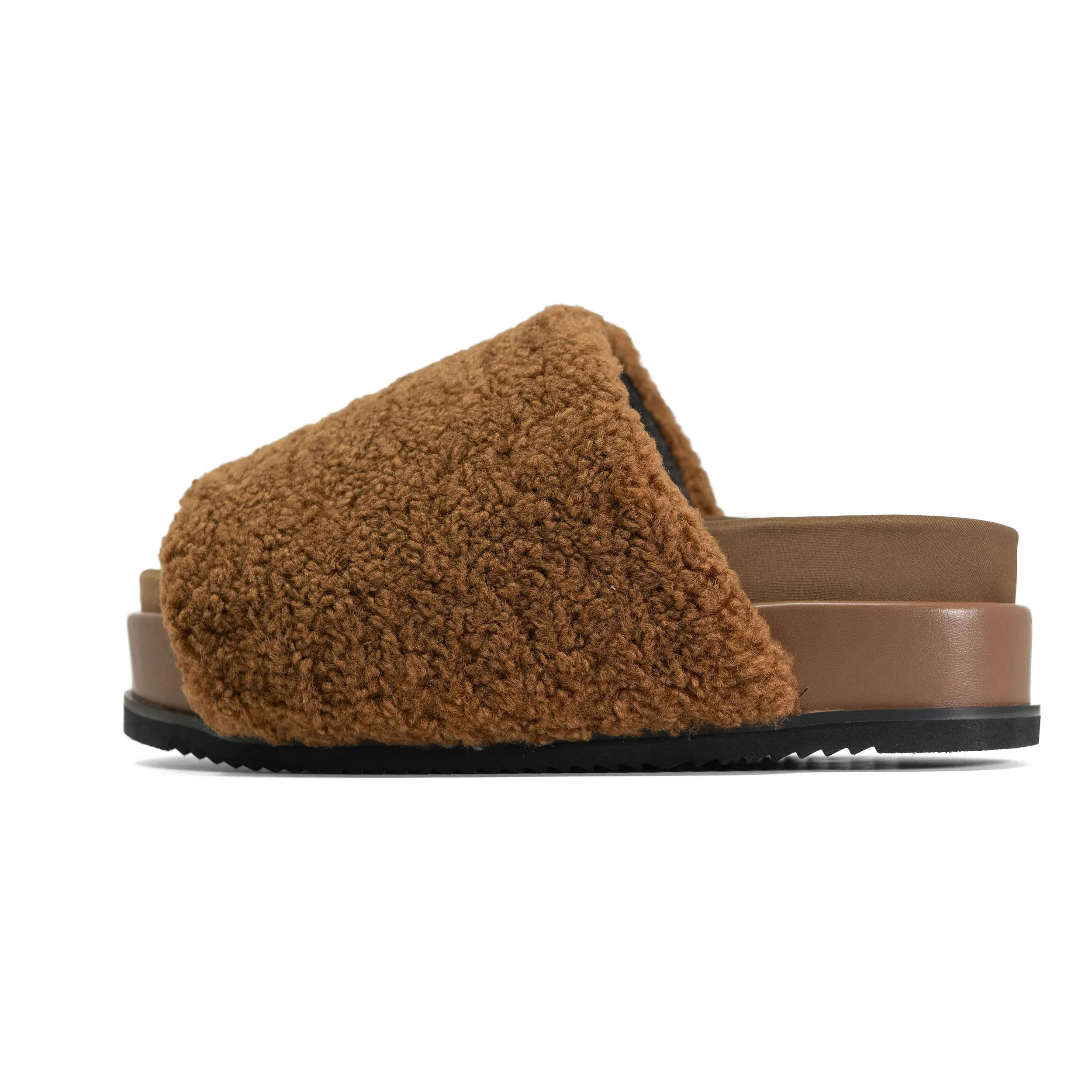 ROAM FUZZY STACK PLATFORM COGNAC FAUX SHEARLING