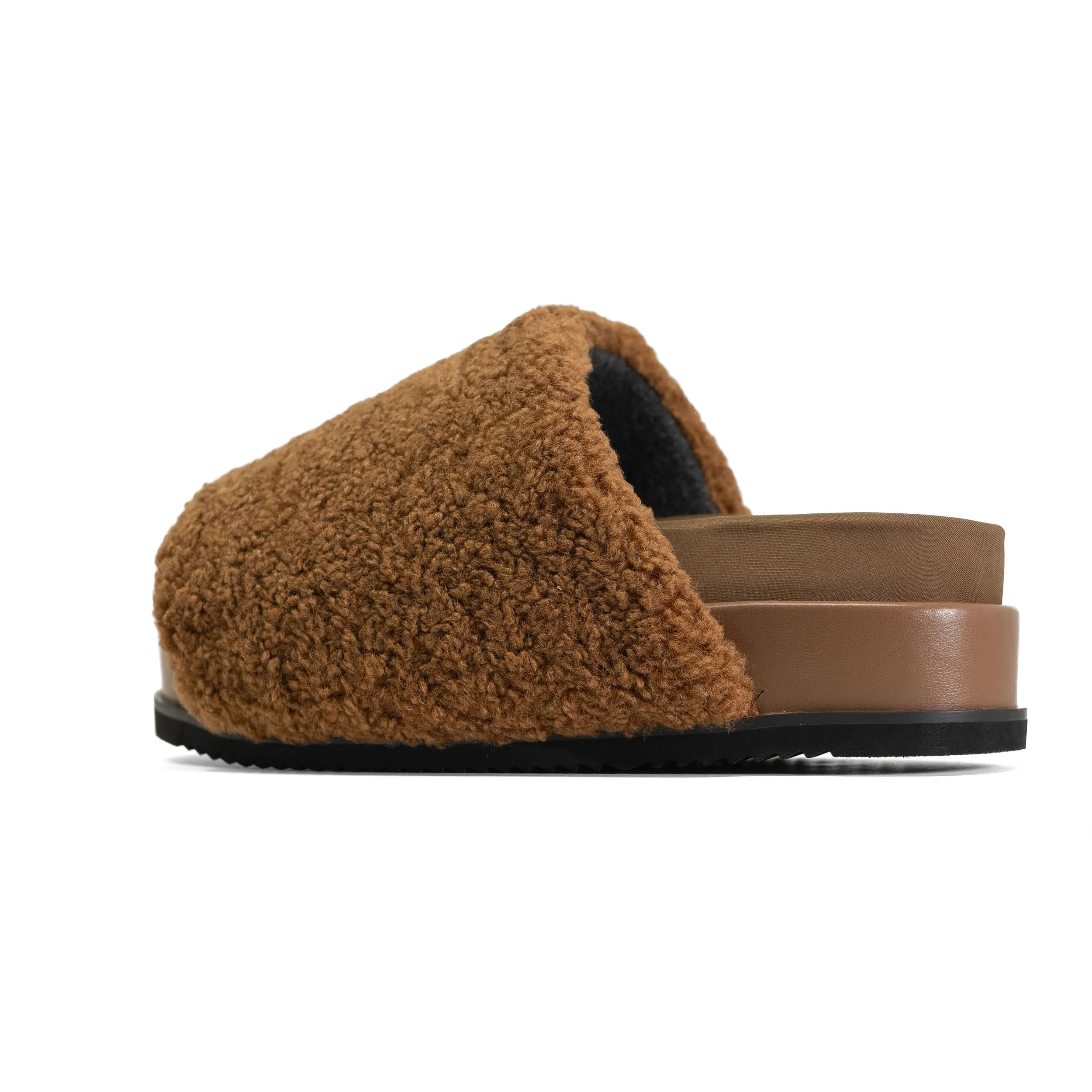 ROAM FUZZY STACK PLATFORM COGNAC FAUX SHEARLING