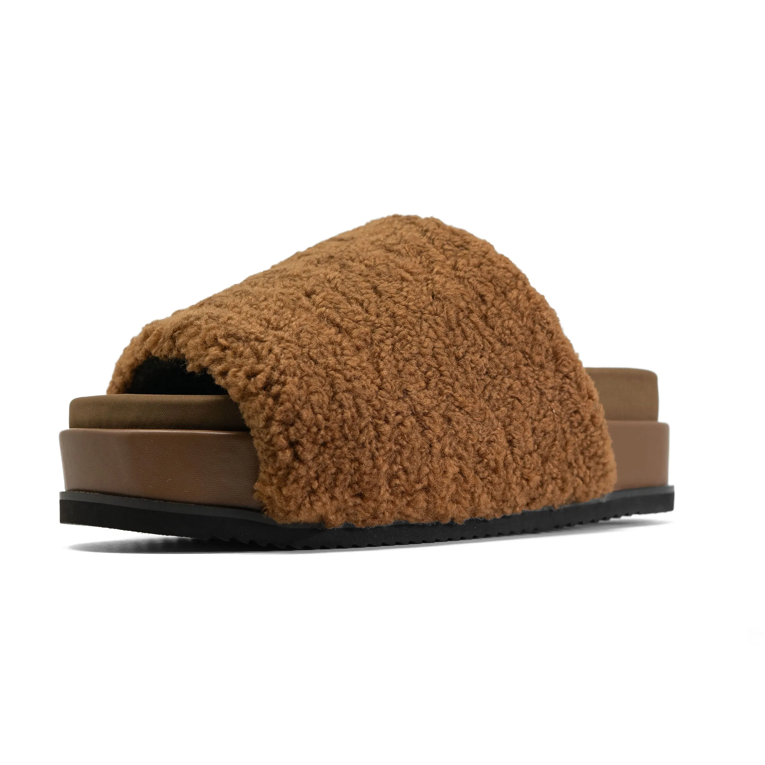 ROAM FUZZY STACK PLATFORM COGNAC FAUX SHEARLING
