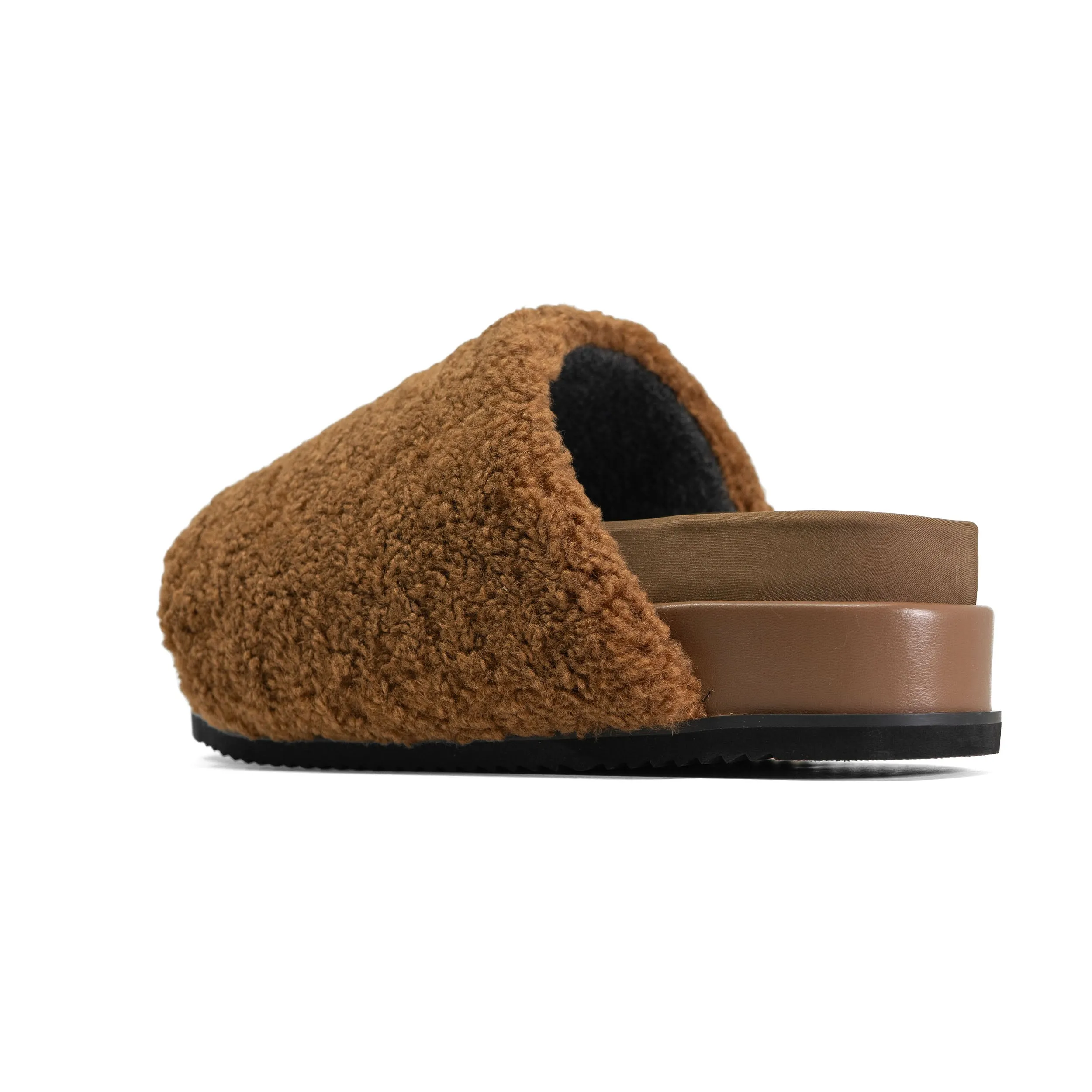 ROAM FUZZY STACK PLATFORM COGNAC FAUX SHEARLING