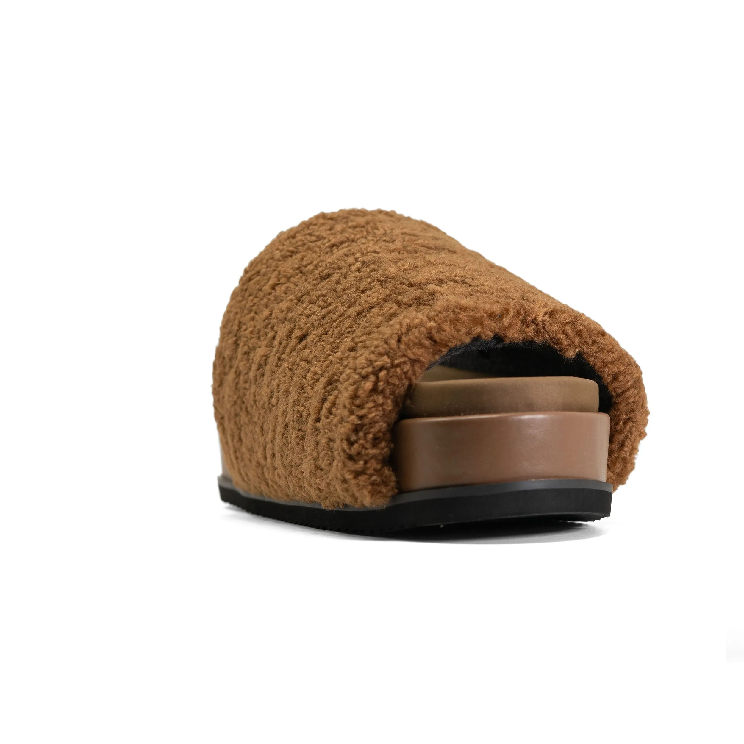 ROAM FUZZY STACK PLATFORM COGNAC FAUX SHEARLING