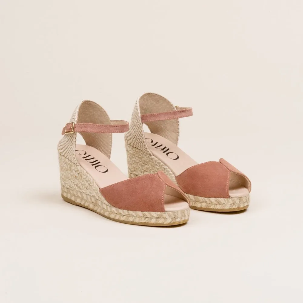 RONNY Blush wedge espadrilles