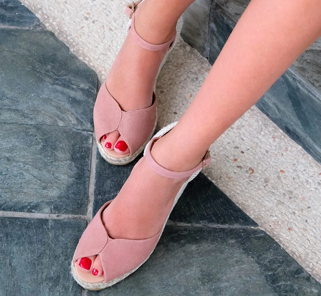 RONNY Blush wedge espadrilles