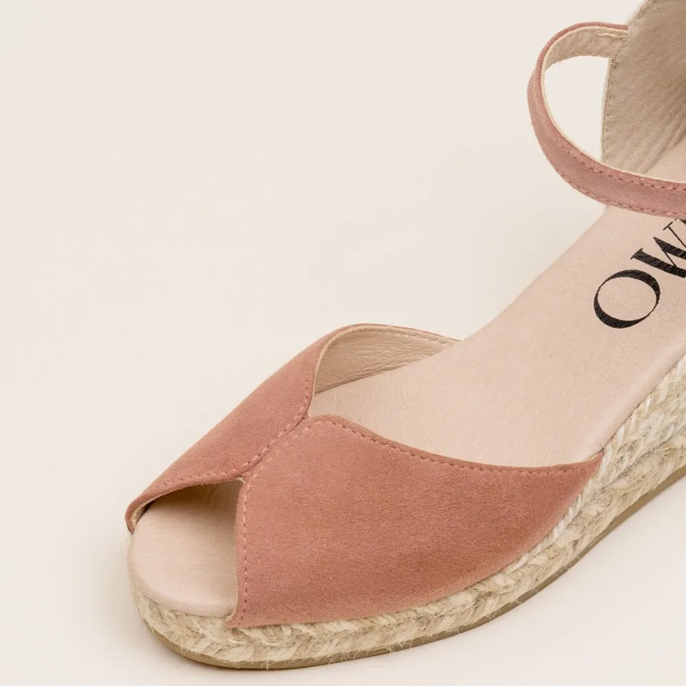 RONNY Blush wedge espadrilles