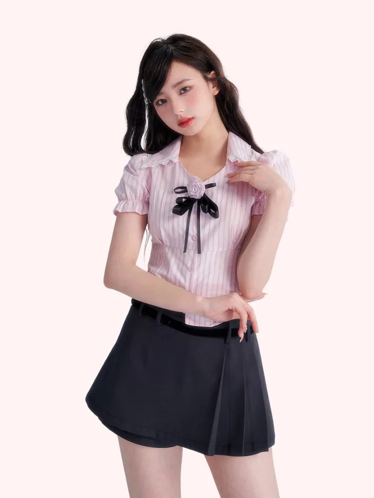 Rosette Ribbon Blouse