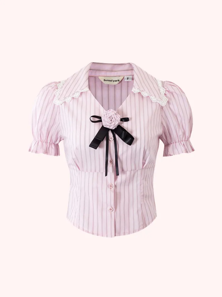Rosette Ribbon Blouse