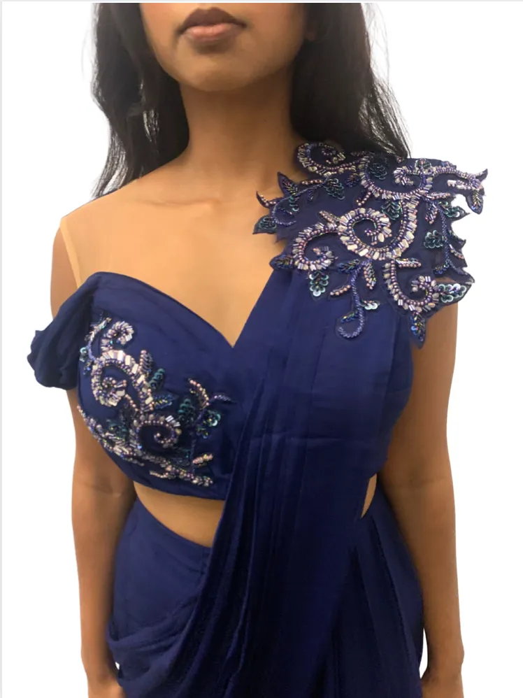 Royal Blue Reception Sari