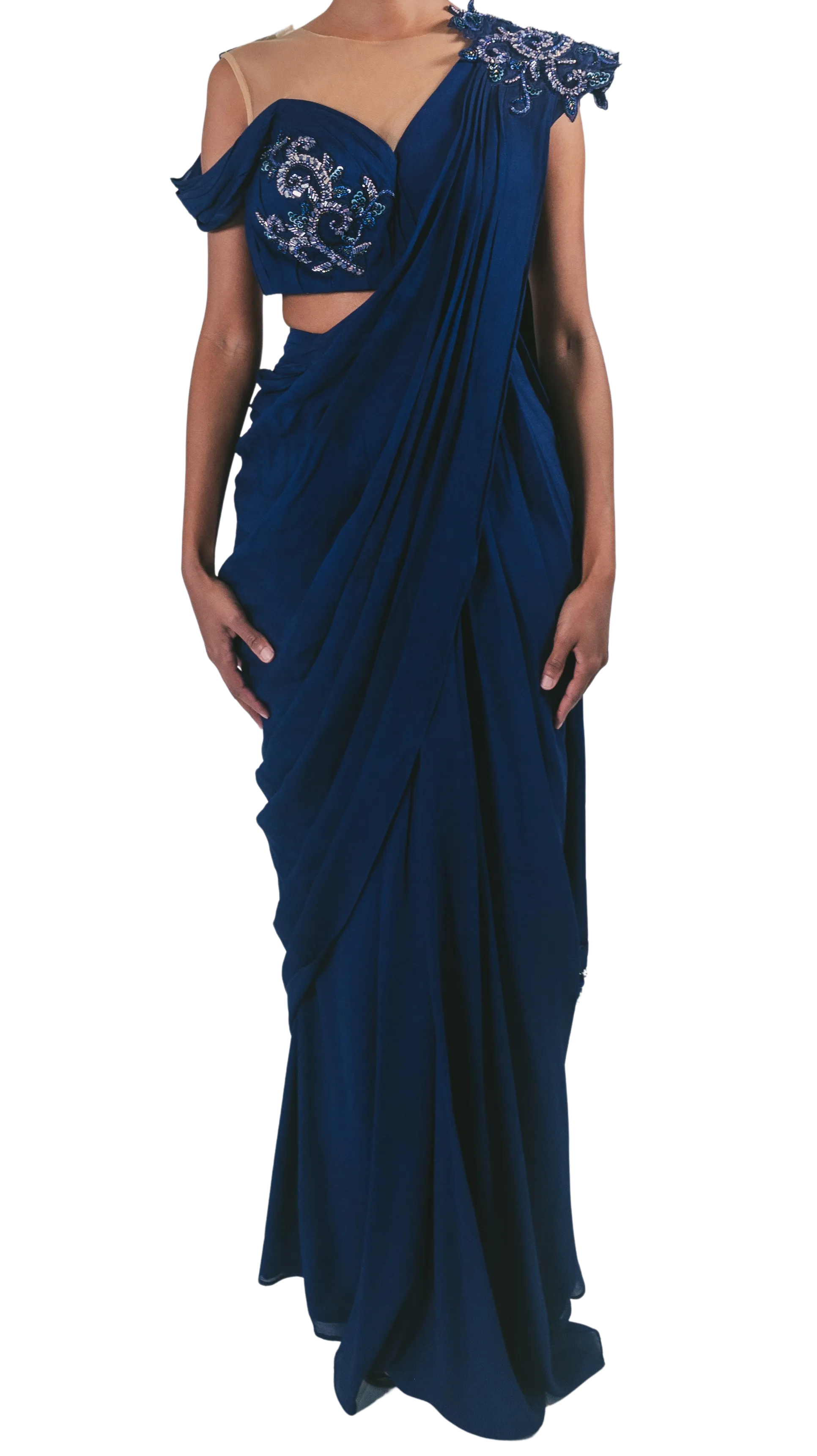 Royal Blue Reception Sari