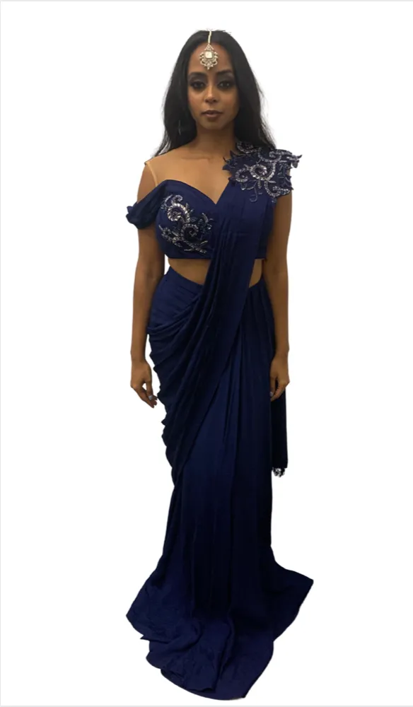 Royal Blue Reception Sari