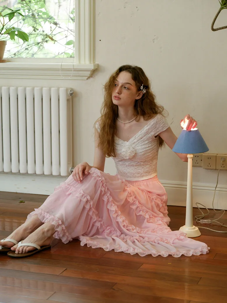 Sakura Ruffle Cake Skirt