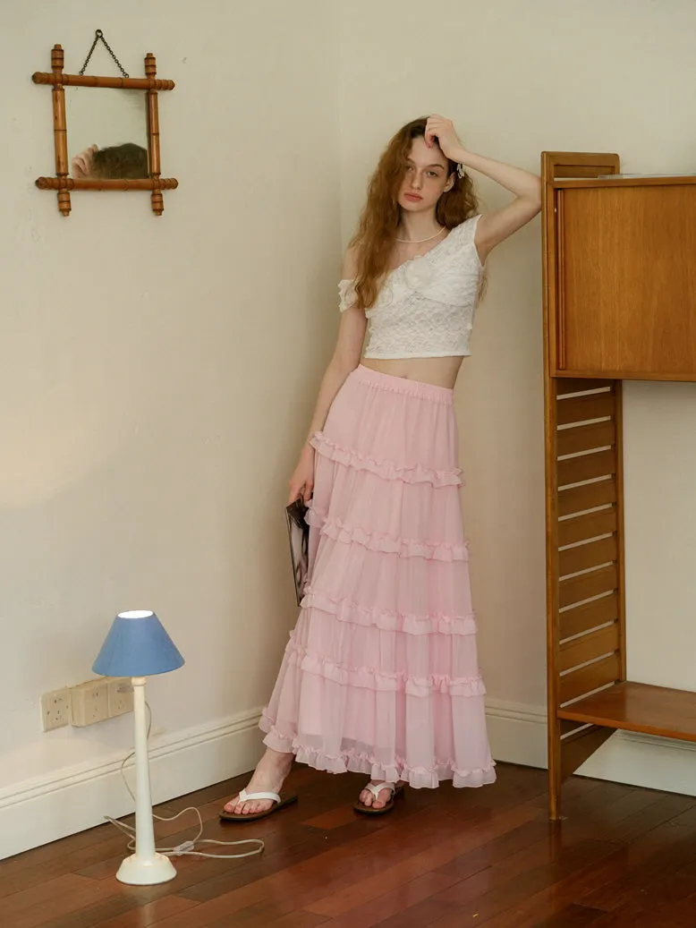 Sakura Ruffle Cake Skirt