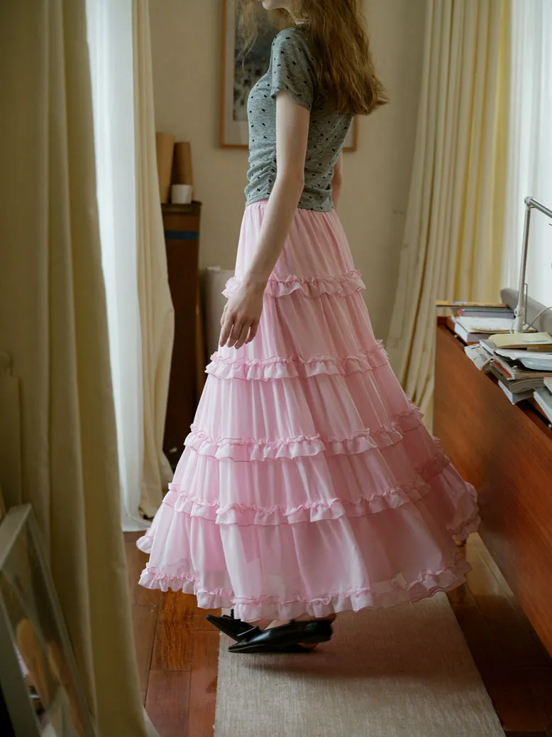 Sakura Ruffle Cake Skirt