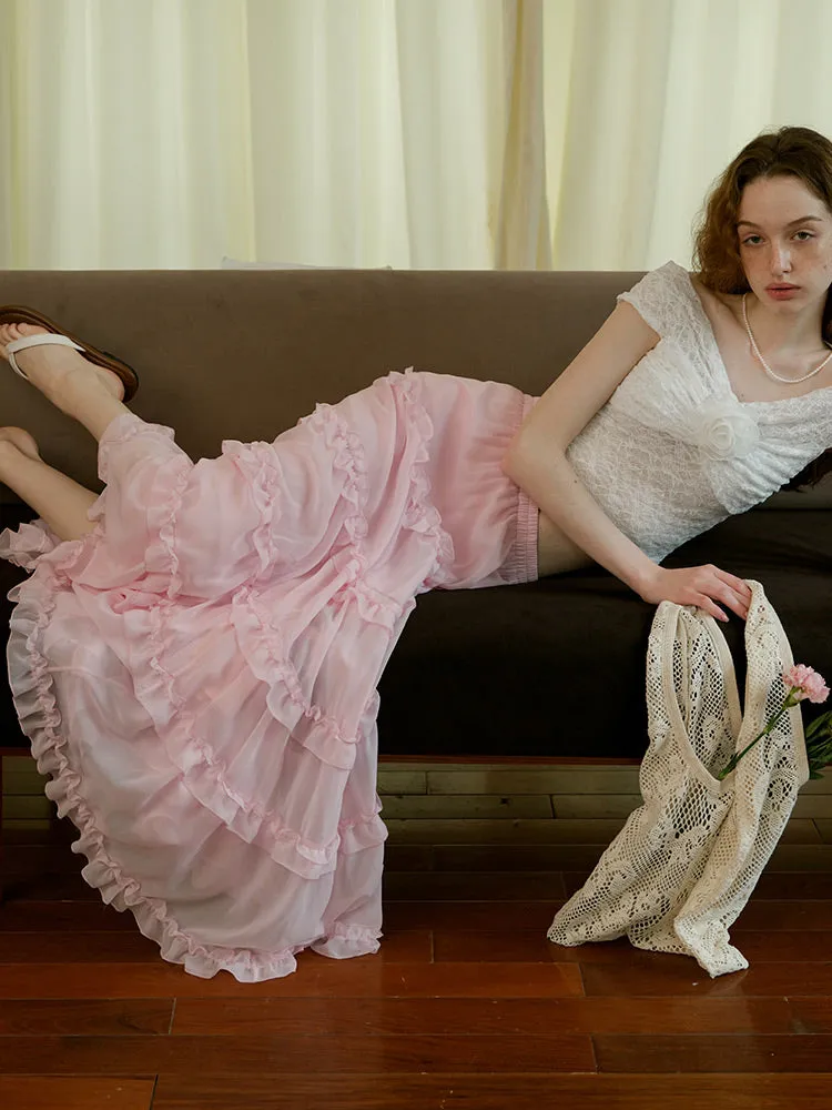 Sakura Ruffle Cake Skirt