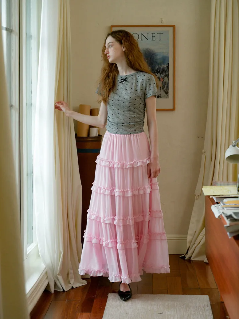 Sakura Ruffle Cake Skirt