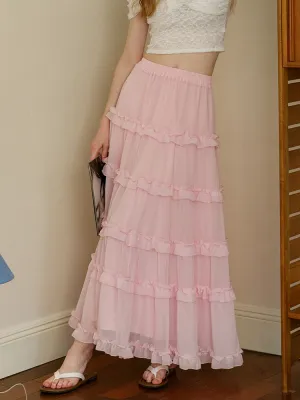Sakura Ruffle Cake Skirt