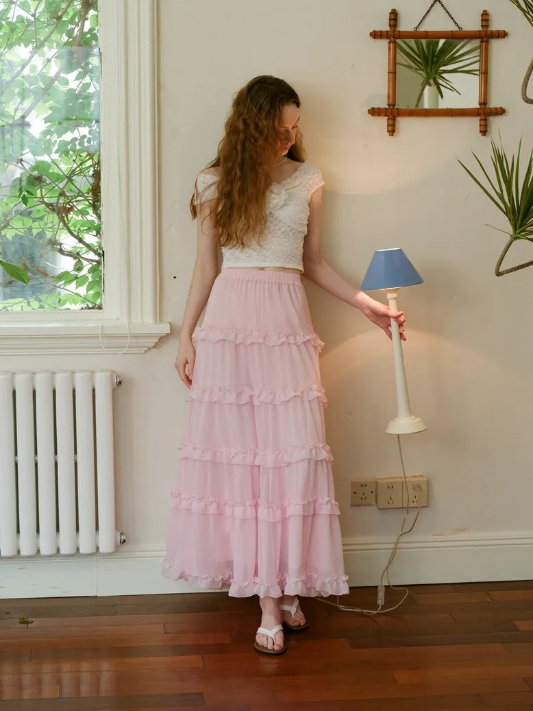 Sakura Ruffle Cake Skirt