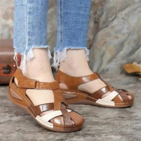 Sandals Waterproof Slip On Round Female Flat Sandals Slippers Casual Comfortable Summer Ladies Shoes