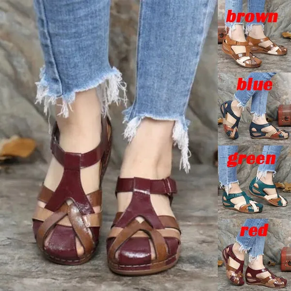 Sandals Waterproof Slip On Round Female Flat Sandals Slippers Casual Comfortable Summer Ladies Shoes