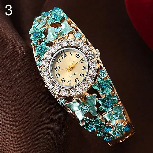 Sandwood Women Flower Butterfly Dress Watch Round Dial Rhinestone Bracelet Wristwatch fashion casual  new