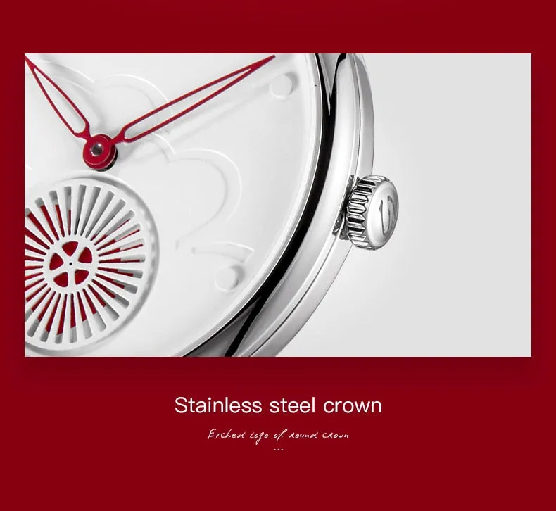 Sea-Gull ladies Automatic Mechanical Watch  30m Waterproof Leather with beating heart subdial design 813.96.6024L