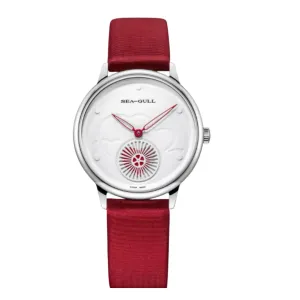 Sea-Gull ladies Automatic Mechanical Watch  30m Waterproof Leather with beating heart subdial design 813.96.6024L