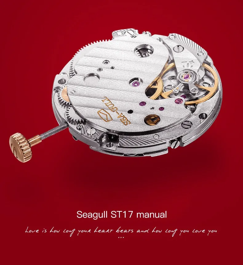 Sea-Gull ladies Automatic Mechanical Watch  30m Waterproof Leather with beating heart subdial design 813.96.6024L