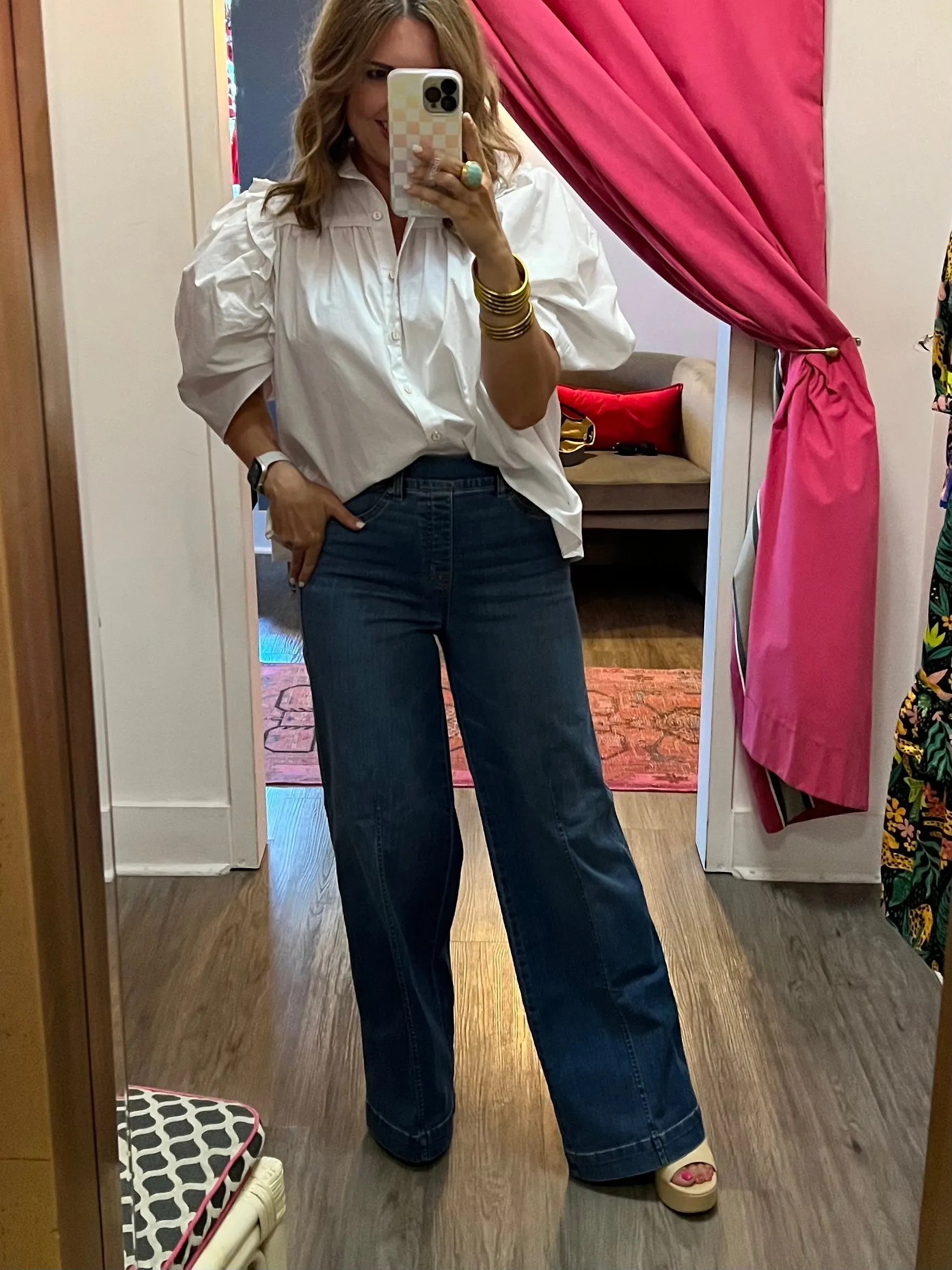 Seamed Front Wide Leg Jeans | Vintage Indigo