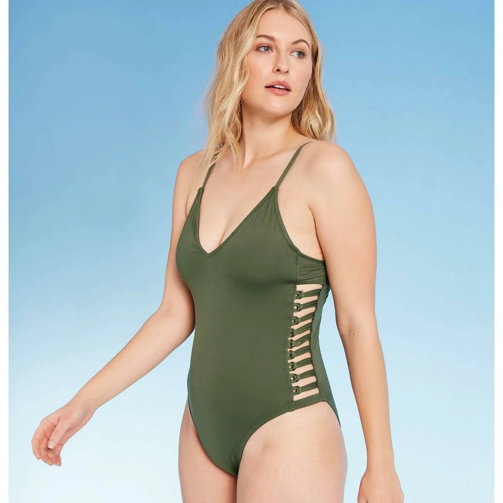 Shade & Shore Women's Knotted Strappy Side One Piece Swimsuit