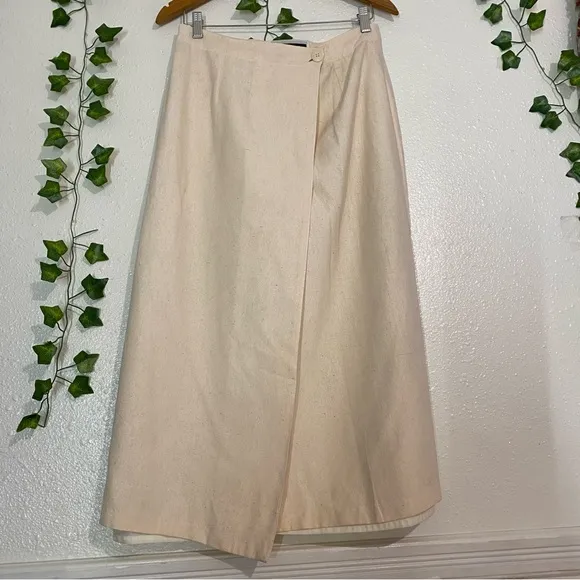 SILK EXCHANGE Women Skirt  Silk SIZ L Wrap Career Casual Midi Bottom 100% SILK