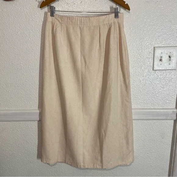 SILK EXCHANGE Women Skirt  Silk SIZ L Wrap Career Casual Midi Bottom 100% SILK