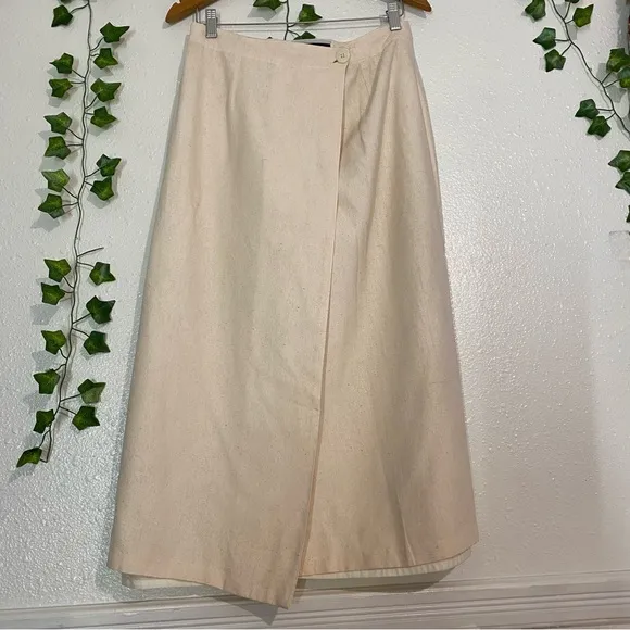 SILK EXCHANGE Women Skirt  Silk SIZ L Wrap Career Casual Midi Bottom 100% SILK