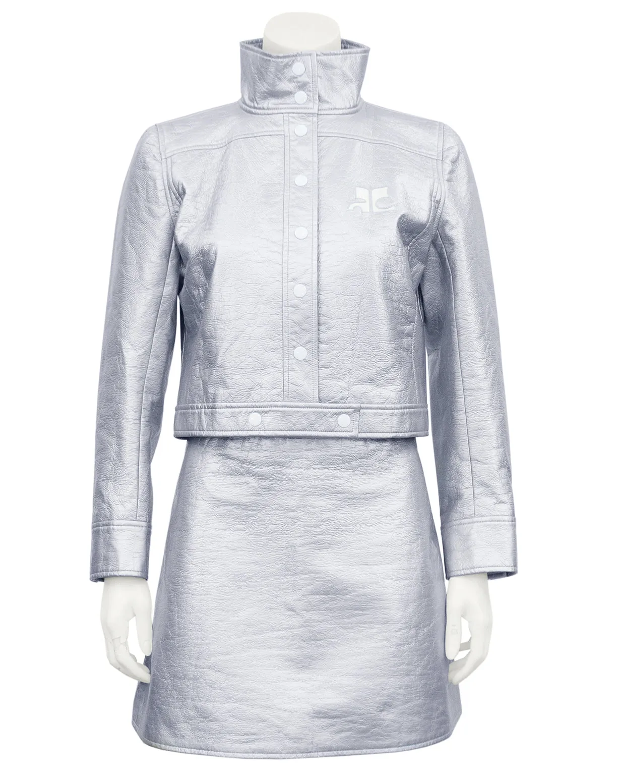 Silver Jacket and Skirt Ensemble