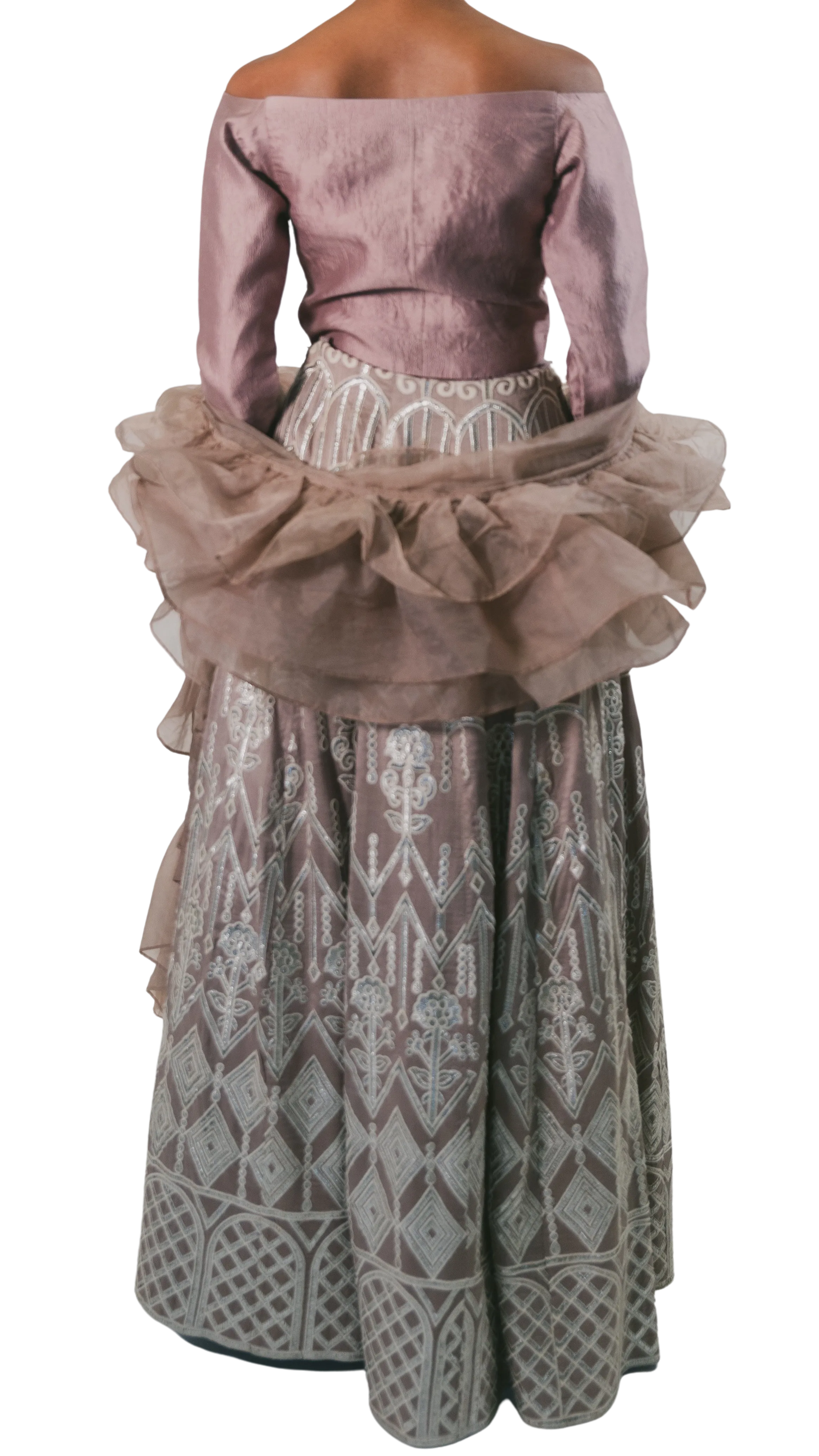 Silver Mirrored Amethyst Lehenga