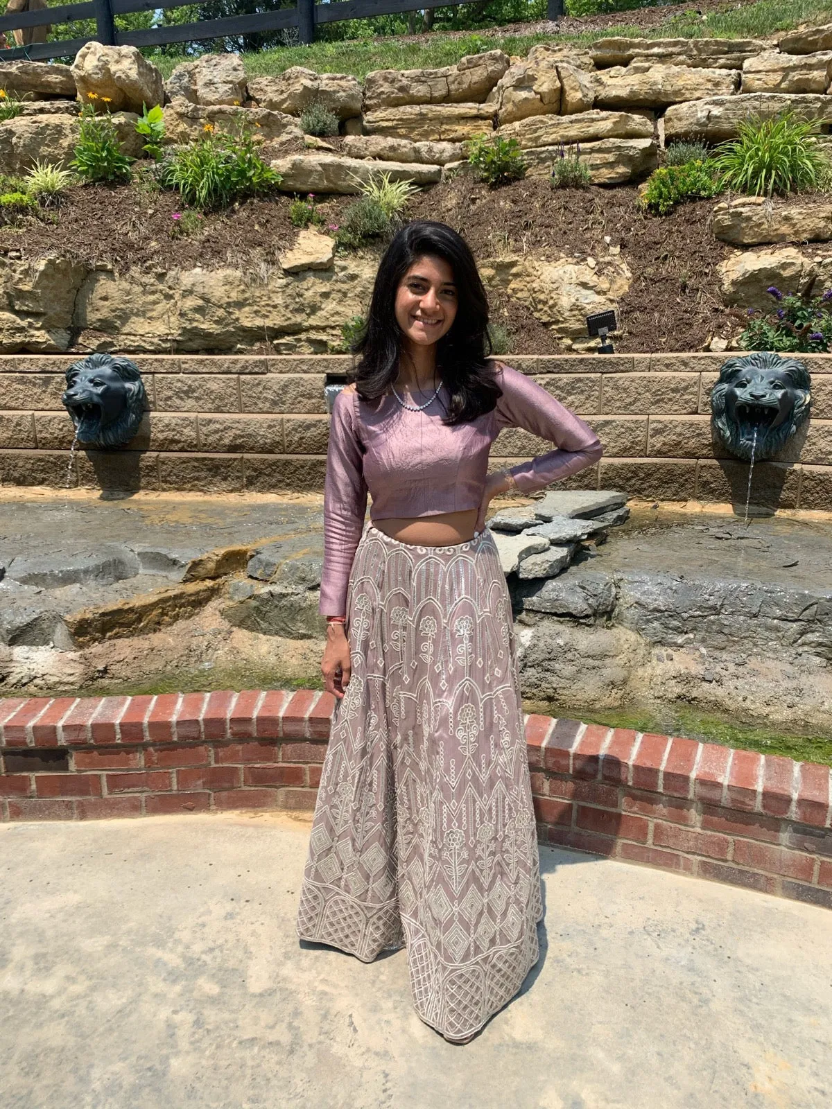 Silver Mirrored Amethyst Lehenga