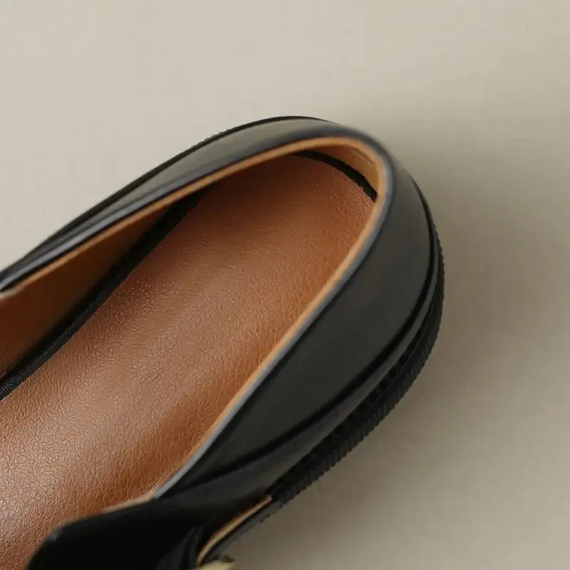 SIMLOVEYO 2024 New Summer Vintage Women Flats 32 33 Round Toe Buckle T-Strap Big Size 42 43 Leisure Soft Daily Mary Janes Shoe