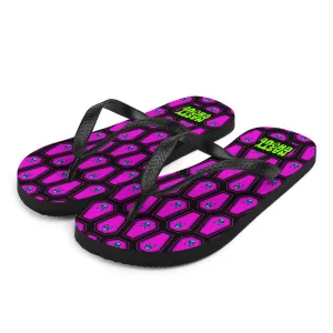 Skull and Coffin Flip-Flops All Over Print / Black & Hot Pink