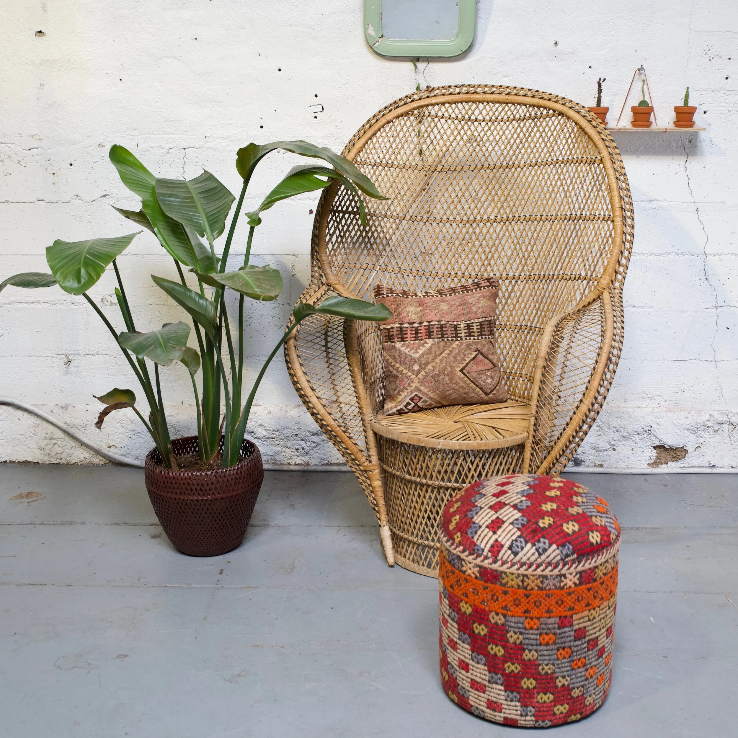 Solid Cylinder Shaped Kilim Stool
